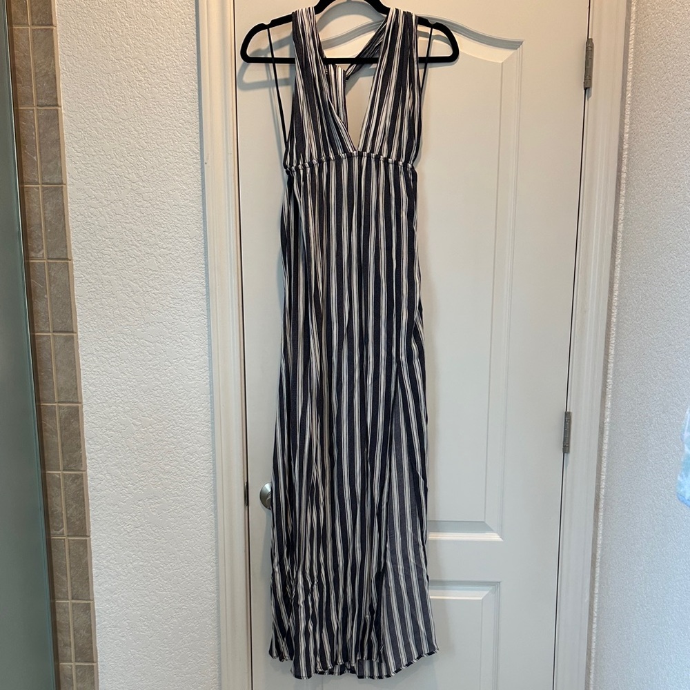 Aakaa Striped Maxi Dress Cover Up